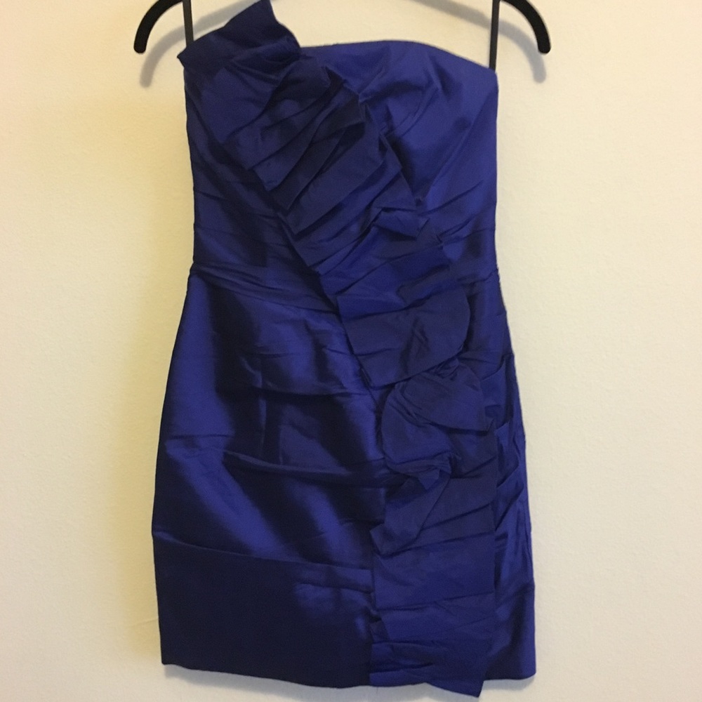  Blue Ruffle Mini Dress 